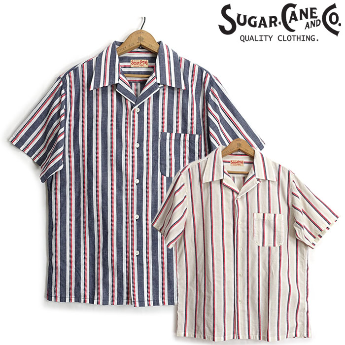 奬 SUGARCANE [SC39119] Ⱦµ ϡȥȥ饤 ץ󥷥 HEART STRIPE OPEN SHIRT 