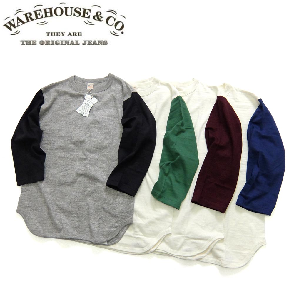 ウエアハウス WAREHOUSE 4800PLAIN 7分袖 ベースボールTシャツプレーン