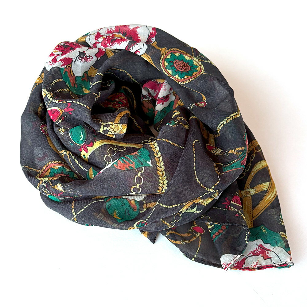 大判ストール レディース ベルト チェーン 柄