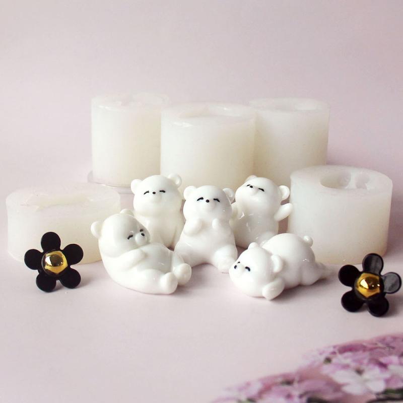 シリコンモールド 熊 クマ ベア シロクマ かわいい 小さいサイズ シンプル レジン 型 キャンドル 石膏 ハンドメイド モールド DIY アニマル 動物