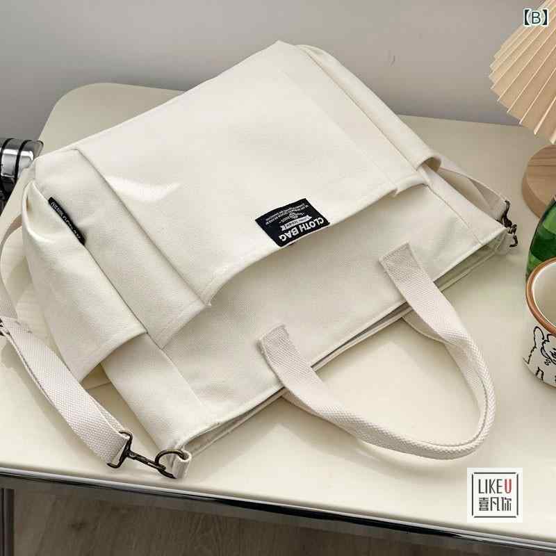 トート キャンバス バッグ マルチポケット ポリエステル コーデュロイ カジュアル 学生 コンピュータ バッグ シンプル ショルダー クロス ボディ スクール バッグ