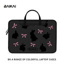 コンピュータバッグ ウサギ かわいい ラップトップ バッグ レディース 保護 ケース スリーブ パソコンケース 耐衝撃 ブラック ピンク(2)