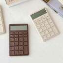 電卓 薄型 コンパクト ホワイト アイボリー ベージュ ブラウン シンプル 12桁表示 ボタン電池 会社 事務 学校(2)