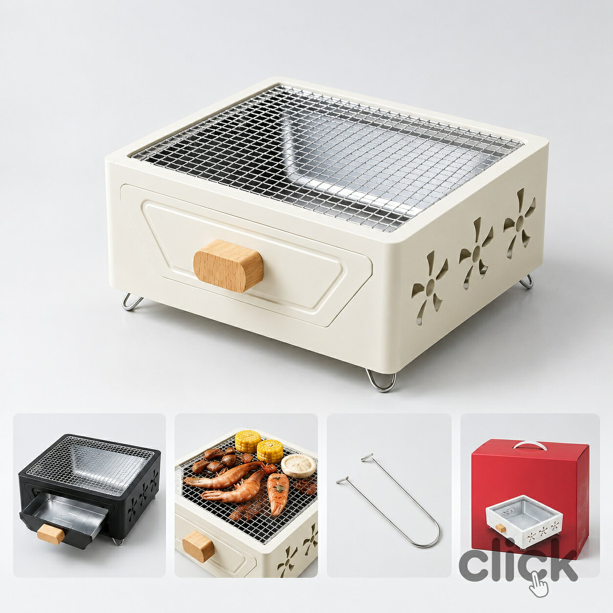 卓上炭火コンロ 角型 バーベキューコンロ 小型 BBQコンロ 炭火グリル 引き出し式 ...