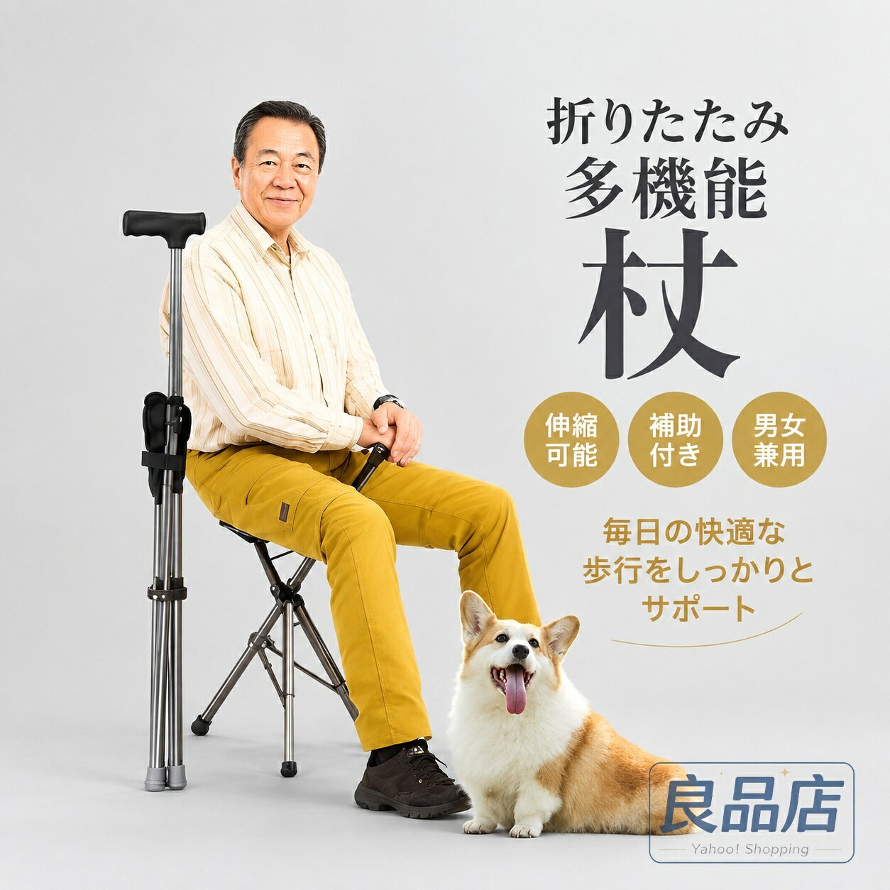 関連商品はこちら【p2/最大15%OFFクーポン】寝たきり 床...【p2/最大15%OFFクーポン】介護用スライ...【p2/最大15%OFFクーポン】折りたたみ椅...品名ステッキチェア カラーレッド/ブラック/グリーン サイズ折りたたみ時：高さ91～99cm 展開時：座面幅32cm／高さ50cm 商品紹介【2WAY多機能デザイン】手杖と椅子が一体化したステッキチェア。歩行サポートとして使えるだけでなく、疲れた時にはすぐに座れる便利な設計です。 【折りたたみ＆伸縮式】コンパクトに折りたたみ可能で持ち運びラクラク。伸縮機能付きで身長に合わせて高さ調節ができ、使いやすさも抜群です。 【安定感のある設計】滑り止め付きの先端としっかりしたフレーム構造で、地面をしっかりグリップ。散歩や登山などのアウトドアでも安心して使用できます。 【軽量＆耐久性】軽量ながら丈夫な素材を採用し、長時間の使用でも疲れにくい設計。日常使いからアウトドアまで幅広く対応します。 【幅広い使用シーン】高齢者の歩行補助はもちろん、登山、釣り、旅行、待ち時間の休憩用としても活躍する便利な杖椅子です。 ご注意商品の素材の特性上、強い力を加えたり無理に引っ張ったりすると破損する恐れがあります。ご使用の際はご注意ください。 モニター環境や撮影時の光の加減により、実際の色味と多少異なって見える場合がございます。 製造工程の都合上、サイズや縫製などに若干の個体差が生じる場合がございますが、品質には問題ございません。 本来の用途以外でのご使用はお控えください。 サイズは手作業での測定のため、1～3cm程度の誤差が生じる場合がございます。あらかじめご了承ください。 備考当店の商品は全て国内から配送されます。 国内配送の商品は国内でのお買い物と同じく消費税が発生いたします。関税はかかりません。 保障【30日メーカー保証】 お買い上げ日から30日以内に商品に不具合があった場合、無料交換にて対応いたします。万が一商品に問題がございましたら、お気軽にお問い合わせください。 【返品・交換について】 商品到着後、万が一品質不良や破損などの問題がございましたら、返品・交換対応をさせていただきます。なお、お客様都合による返品・交換はお受けできない場合がございます。 また、使用済み・洗濯済み・人為的な汚損や破損など、再販売が困難な商品につきましては返品・交換をお受けできませんので、あらかじめご了承ください。 関連キーワードステッキチェア 杖椅子 折りたたみ椅子付き杖 手杖椅子 歩行補助杖 高齢者用杖 シニア用ステッキ 折りたたみステッキ 伸縮式ステッキ 高さ調節杖 多機能杖 携帯用杖 軽量ステッキ コンパクトステッキ 滑り止め杖 安定設計杖 散歩杖 登山杖 釣り用椅子 アウトドアチェア 簡易椅子 携帯椅子 折りたたみチェア 休憩椅子 ポータブルチェア アウトドア用品 登山用品 釣り用品 キャンプ用品 レジャー用品 散歩補助 高齢者サポート 歩行サポート 外出補助 シニア用品 介護補助 杖サポート 旅行便利グッズ 持ち運び便利 軽量設計 耐久性 高強度 安全設計 滑り止め付き 屋外用 室外用 多用途