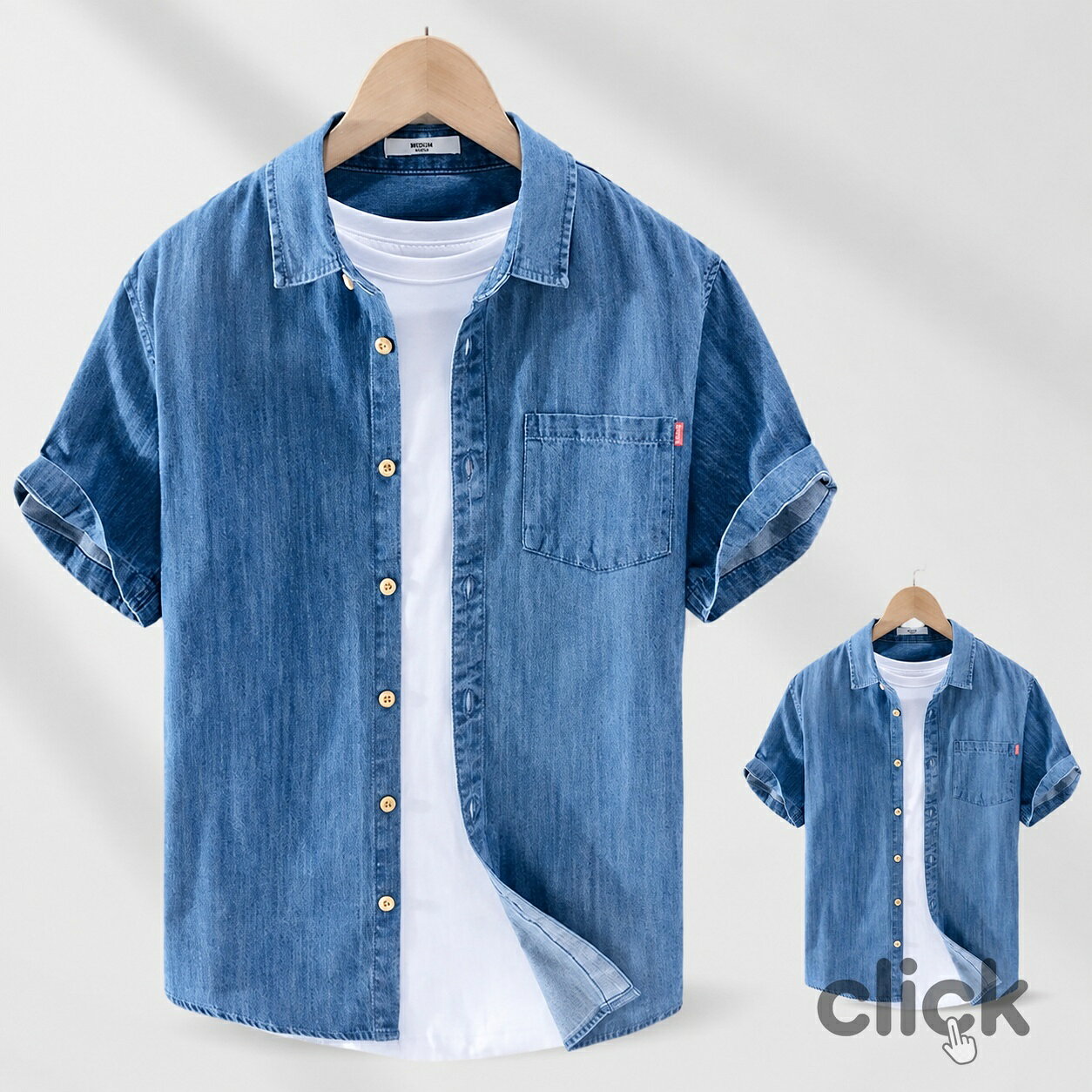 デニムシャツ 半袖 メンズ シャツ カジュアルシャツ トップス デニム 無地 夏服 30代 40代 50代ファッション ブルー カジュアル ウエス