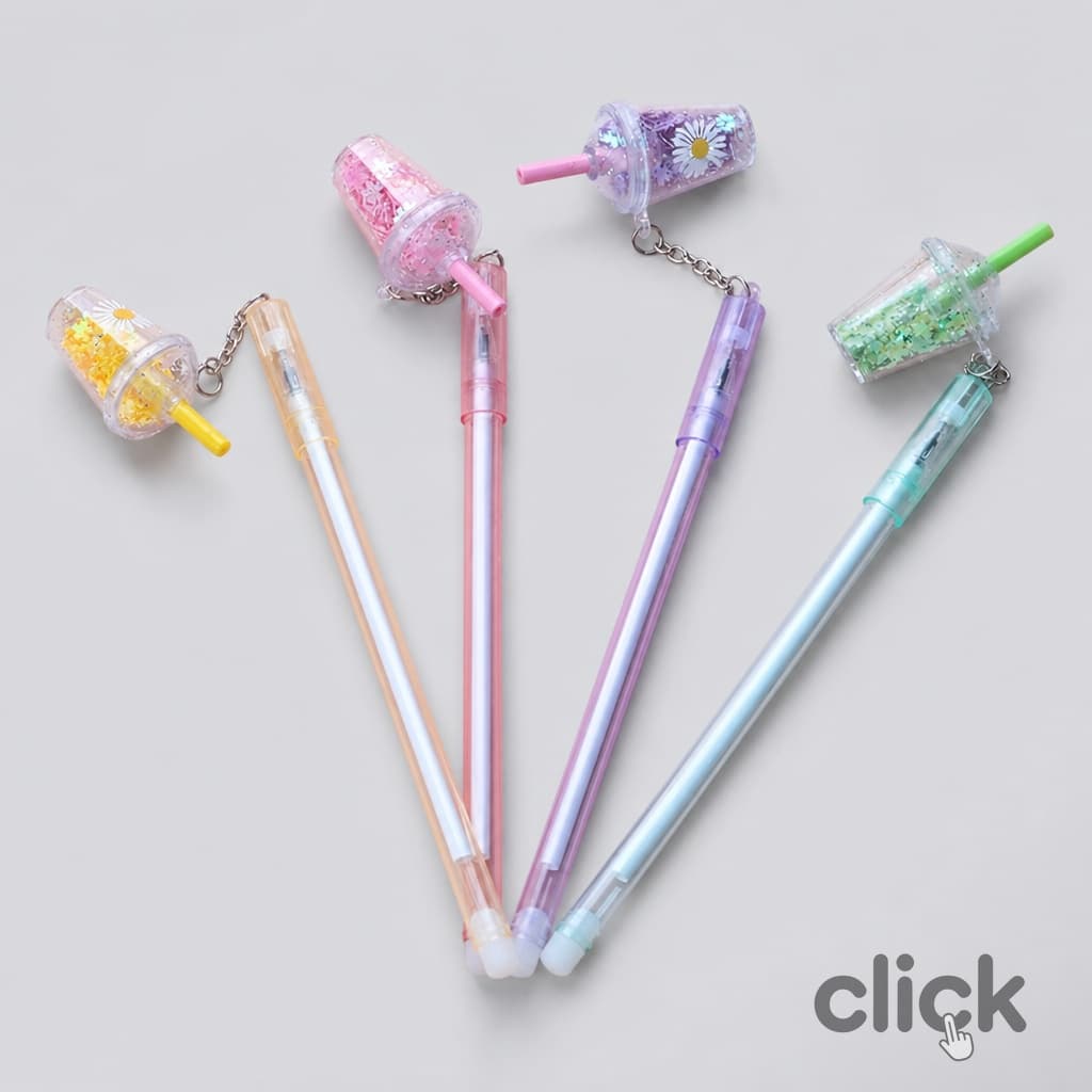 クリエイティブ ゲルインク 文房具 ミルク スイートペン 4個 かわいい ペンダント 事務用品 ローラーボールペン 花 マルチカラー カワイ click524-10010028 Click パッケージ画像