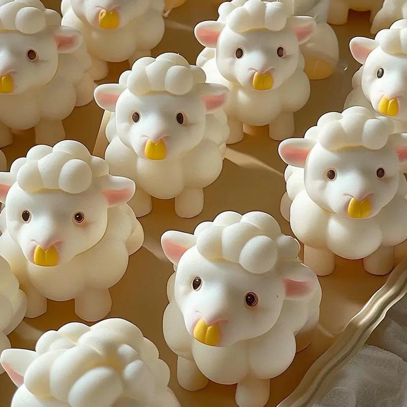 シリコンモールド 羊 ひつじ 動物 アニマル 立体的 3D キャンドル 型 抜き型 レジン 石鹸 樹脂 ハンドメイド ツール かわいい DIY