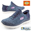 【全品ポイント5倍以上 24日20時より】スケッチャーズ SKECHERS SLIP-INS SUMMITS-DAZZLING HAZE WIDE FIT 149937W NVPR スリップインズ バンシーシューレース スリッポン ハンズフリースニーカー 幅広 ワイドフィット 紺紫 レディース スポーティ ウォーキング