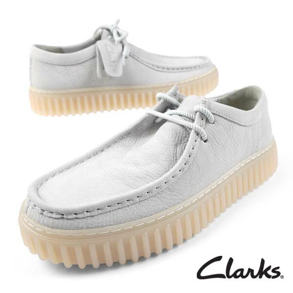 【最大1000円OFFクーポン P2倍以上 6月1日】クラークス Clarks Torhill Lo トーヒル ロー 26176221 ローカット ワラビー ホワイトレザー 厚底 メンズ シンプル ビジネス スポーティ