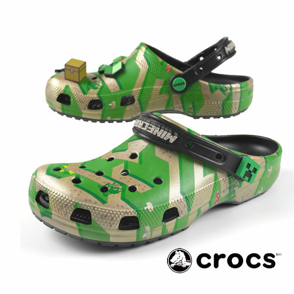 【最大1000円OFFクーポン+P2倍以上 6月1日】【33％OFF】 クロックス crocs MINECRAFT ELEVATED CLOG 208472 90H マインクラフト エレベイト クロッグ コラボ サンダル 立体飾り 3Dジビッツ レ…