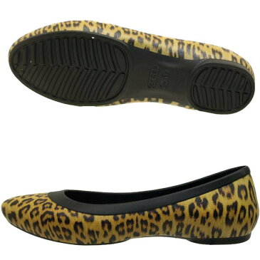 クロックス crocs lina graphic flat w 203793-90L 豹 レオパード リナ グラフィック フラット パンプス バレエシューズ レディース