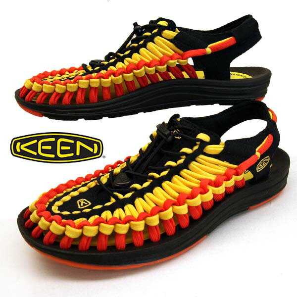 =CodE= KEEN UNEEK FLAT SANDALS 編織彈性綁繩涼鞋(黑黃橘) 1020796 拖鞋 男