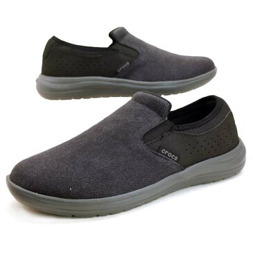 クロックス crocs Reviva Canvas Slipon Men 206062-0DD 黒/灰 リバイバ キャンバス スリッポン スニーカー メンズ