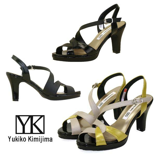 【全品ポイント5倍以上 24日20時より】ユキコ キミジマ Yukiko Kimijima 8592 レザー バックストラップサンダル ハイヒール 本革 日本製 厚底 エレガント セクシー チャンキー レディース 美脚効果 3E