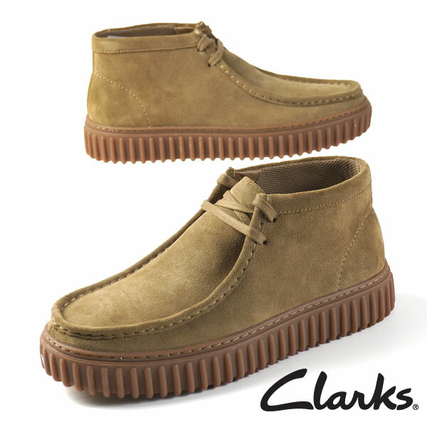 【最大2000円OFF券 全品P2倍以上 27日1:59迄】クラークス Clarks Torhill Hi トーヒル ハイ 26173663 厚底 ハイカット ワラビー ブーツ サンド スエード モカシン メンズ カジュアル シンプル ビジネス