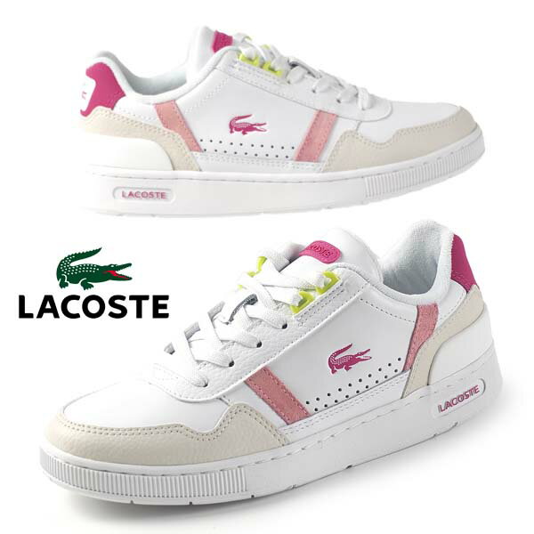 ラコステ LACOSTE T-CLIP 223 6 SFA 46SFA0093-B53 白ピンク クラシック コートスニーカー 正規品 レデ..