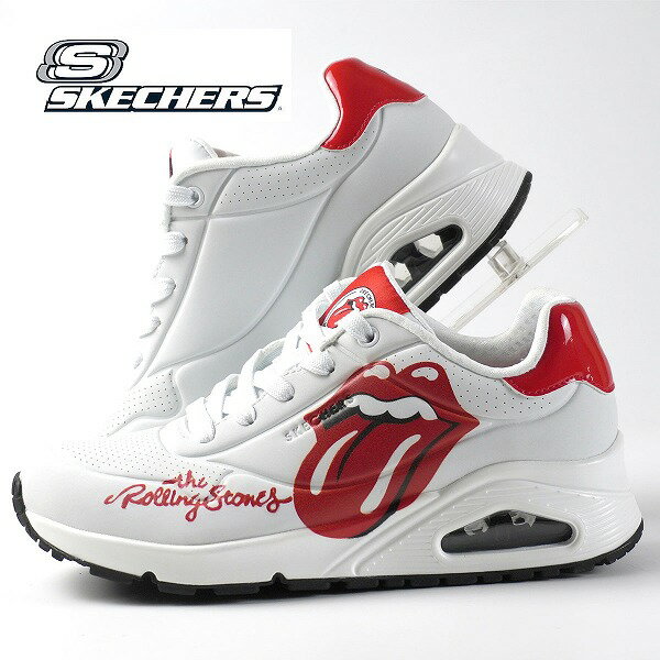 スケッチャーズ SKECHERS UNO ROLLING STONES SINGLE! 177965 WRD ウノ ローリング・ストーンズ シングル 白 エアソール スニーカー レディース スポーティ シンプル カジュアル かっこいい ロックンロール ROCK スタイリッシュ