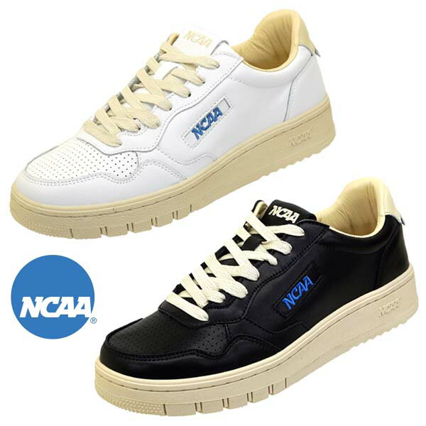 エヌシーエーエー NCAA NC301 白 黒 レザー 天然皮革 クラッシック コートスニーカー レースアップ 全米大学スポーツ協会 メンズ 0301 シンプル...