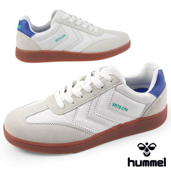 ヒュンメル HUMMEL VM78 CPH NYLON 216056-9109 ハンドボール クラシック コートシューズ カジュアル スニーカー 北欧カラー 白青 メンズ カジュアル シンプル レトロチック