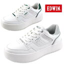 【クリアランス特価】エドウィン EDWIN EDW-4317 コートシューズ スニーカー 超軽量 厚底 白緑 白灰 通勤通学 おしゃれ シンプル レディース 送...
