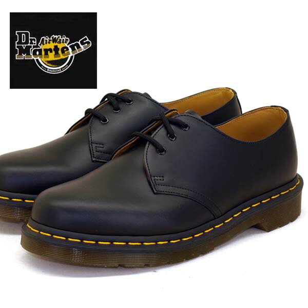 【保革用ミンクオイルプレゼント】ドクターマーチン Dr.Martens 1461 Z 3EYE GIBSON 10085001 黒 3ホール イエローステッチ レディース/メンズ