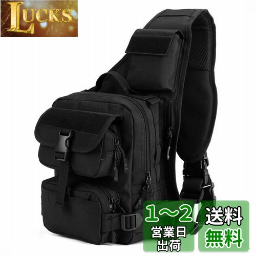 [PHOENIX IKKI] レーンジャー 多彩なポケット 選べる6色 迷彩 防水機能 Molleモール対応 旅行 登山 宿泊 撮影 サイクリングに最適 多用途 斜めがけバッグ アウトドア ワンショルダーバッグ カメラバッグ ブラック