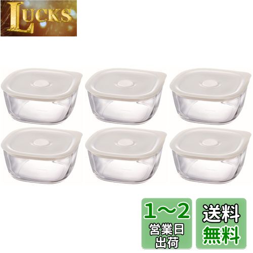 HARIO(ハリオ) 日本製 耐熱ガラス製 密閉保存容器・角 600ml BUONO kitchen KSTM-60-TW 6個セット