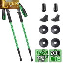 Glvaner トレッキングポール 2本セット トレッキングステッキ 登山 ストック アンチショック機能付 6061アルミ製 軽量300g 3段伸縮式 ウォーキングポール コンパクト お花見 付属品付き 男女兼用 最小65cmまで小さく伸縮 (グリーン)