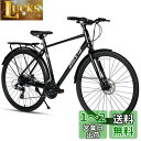 【AVASTA】クロスバイク 街乗りスポーツ自転車 通勤通学 軽量アルミフレーム シマノ24段変速 前後輪ディスクブレーキ 700*40c Sサイズ ブラック