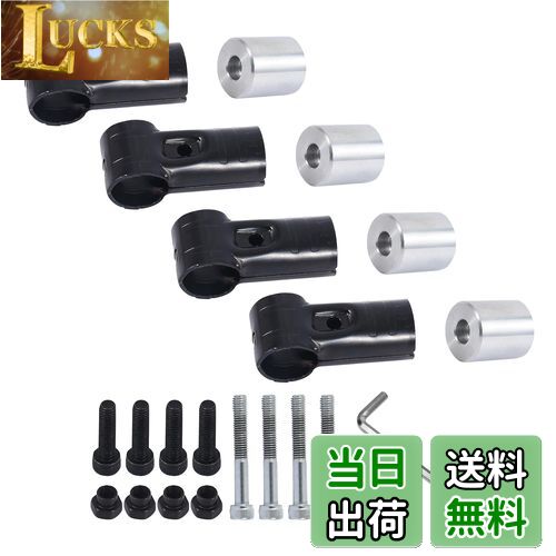 POSTEK Φ28イレクターパイプ 車用ルーフキャリアバー スペーシア イレクターパイプ アタッチメント バン対応 内六角 取付用アルミ製 DIY 製作 で 車中泊 キャンプ NVAN ハイゼットカーゴ 等に適合 NSJ-1*4 (4個セット＆メタルジョイント)