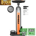 MOHEGIA 自転車 空気入れ: フロアポンプ - 仏式 米式 英式バルブ対応 - 160PSI スケール圧力計 - オレンジ