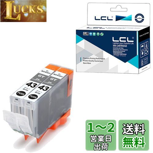 LCL Canon用 キャノン用 BCI-43 BCI-43GY (2パック グレー) 互換インクカートリッジ 対応機種:PIXUS PRO-100 PRO-100S