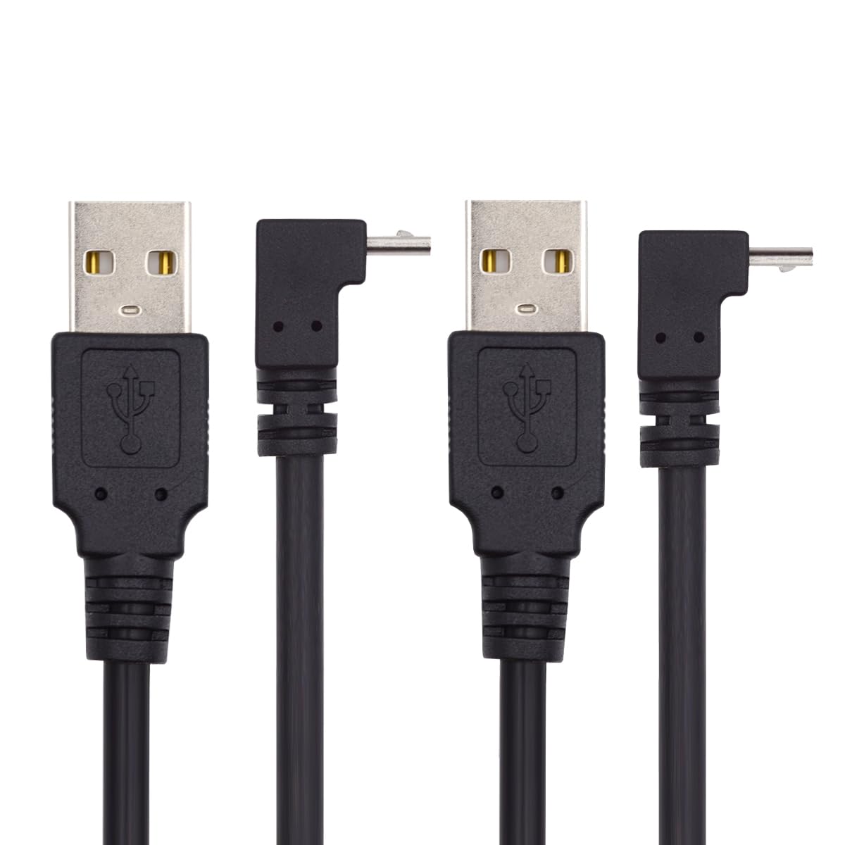 JSER 上下角度 90 度 Micro USB 2.0 タイプ 5 ピン - USB 2.0 タイプ A データ充電ケーブル 480Mbps データ 携帯電話 タブレット コンピューター カメラ用 2 パック (25cm)