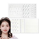 mefenyラインストーン シール メイク ステッカー パール シルバー 涙メイク 星 ハート キラキラ 貼り付け可能 DIY用品 4枚