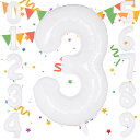 Sekat 数字 バルーン 40インチ ホワイト ナンバーバルーン 誕生日 風船 バースデー 飾り アルミ風船 ハッピーバースデー 結婚式パーティー 記念日 ウ...
