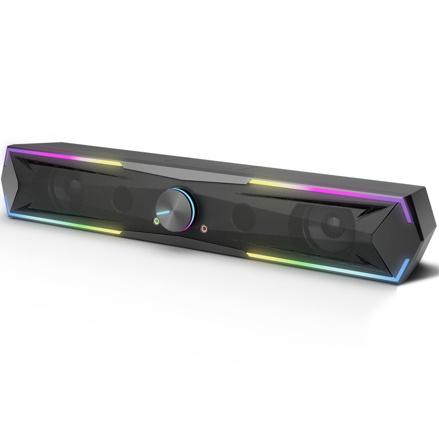 Kstime【最新Bluetooth5.4 & USBダイレクト】PCスピーカー サウンドバー 10W RGB ゲーミングスピーカー 六つのスピーカーユニット 二重対称インバーターチューブ ステレオ 大音量&豊かな低音 ラップトップ、タブレット、スマートフォンに対応、USB給電式のパソコンスピー