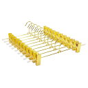 Amber Home ゴールドズボンハンガー 12本組 スカートハンガー スチールハンガー ボトムス パンツ スラックス タオル用 金属 メタル 耐用性 調節可...