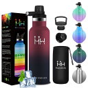 CHENGWEI 水筒 750ml 魔法瓶 ステンレス真空断熱 二種類の蓋付属 保温 保冷 軽量 漏れない 炭酸対応 こぼれない マグボトル 0.75リットル お手入れ簡単 持ち運び 丸洗いアウトドア スポーツパッキン少ない 2way 男女兼用 直飲み(レッドブラック)(3)