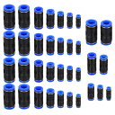 LIOOBO 35pcsワンタッチ継手 エース 用 ユニオン クイック 継手 エアー コネクター アダプター 4mm/6mm/8mm/10mm/12mm/14m...