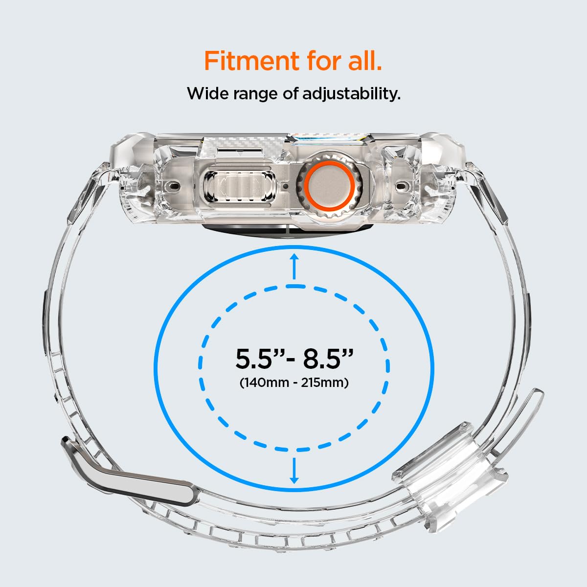 Apple Watch Ultra2 バンド 49mm 45mm 44mm 42mm 一体型 耐衝撃 PC TPU 二重構造 スポーツバンド 落下 衝撃 吸収 耐久性 傷防止 ラギッド・アーマー・プロ ACS05461 (クリスタル・クリア)