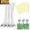HUAZONTOM キャンドル芯 20cm ろうそく芯 100本 座金付き 綿100%のキャンドル材料 ステンレス固定用ホルダー3個 丸形両面テープ100個付属 DIY手作り