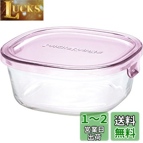 iwaki イワキ 耐熱ガラス 保存容器 ピンク 角型 S 450ml ごはん 1膳 パック&レンジ