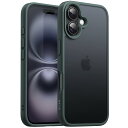 【送料無料】JETech iPhone 16 6.1インチ用 マットケース 耐衝撃性ミリタリーグレードの落下保護 つや消しの半透明背面 スマホカバー 指紋防止 (ダークグリーン)