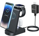 【日本発ブランド】FastTech 3in1 急速充電ワイヤレス充電器 ブラック(18W電源アダプター&日本語説明書付属)iPhone 15/14/13/12 seris/Galaxy S20/S10/S10+/S9/Airpods 2/3/pro/Apple Watch(アップルウォッチ)に対応