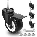 【送料無料】COOWOO キャスター ネジ式 自在式 M6 M8 M10 ブレーキ付き 車輪径2インチ(50mm) 耐荷重270KG 360度回転 静音 4個セット 交換用キャスター (4個セットM10)