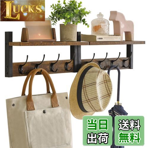 【送料無料】YMYNY ウォールハンガー 2個セット ウォールシェルフ 壁掛けフック 40cm壁掛け棚 四連ダブルフック 玄関 浴室 寝間 台所 壁掛け収納 ウ...