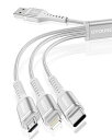 充電ケーブル 3in1 急速 1.2m 充電コード 3 in 1 超高耐久 Type C Micro USB 3台同時充電 iPhone Android タイプC 各種対応