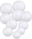 LIHAO 提灯 白 ちょうちん 紙提灯 ペーパーランタン 10個入 多サイズ お盆 提灯 お盆飾り 夏祭り 新盆 初盆 イベント 飾り付け 装飾 丸型 無地 白 ホワイト