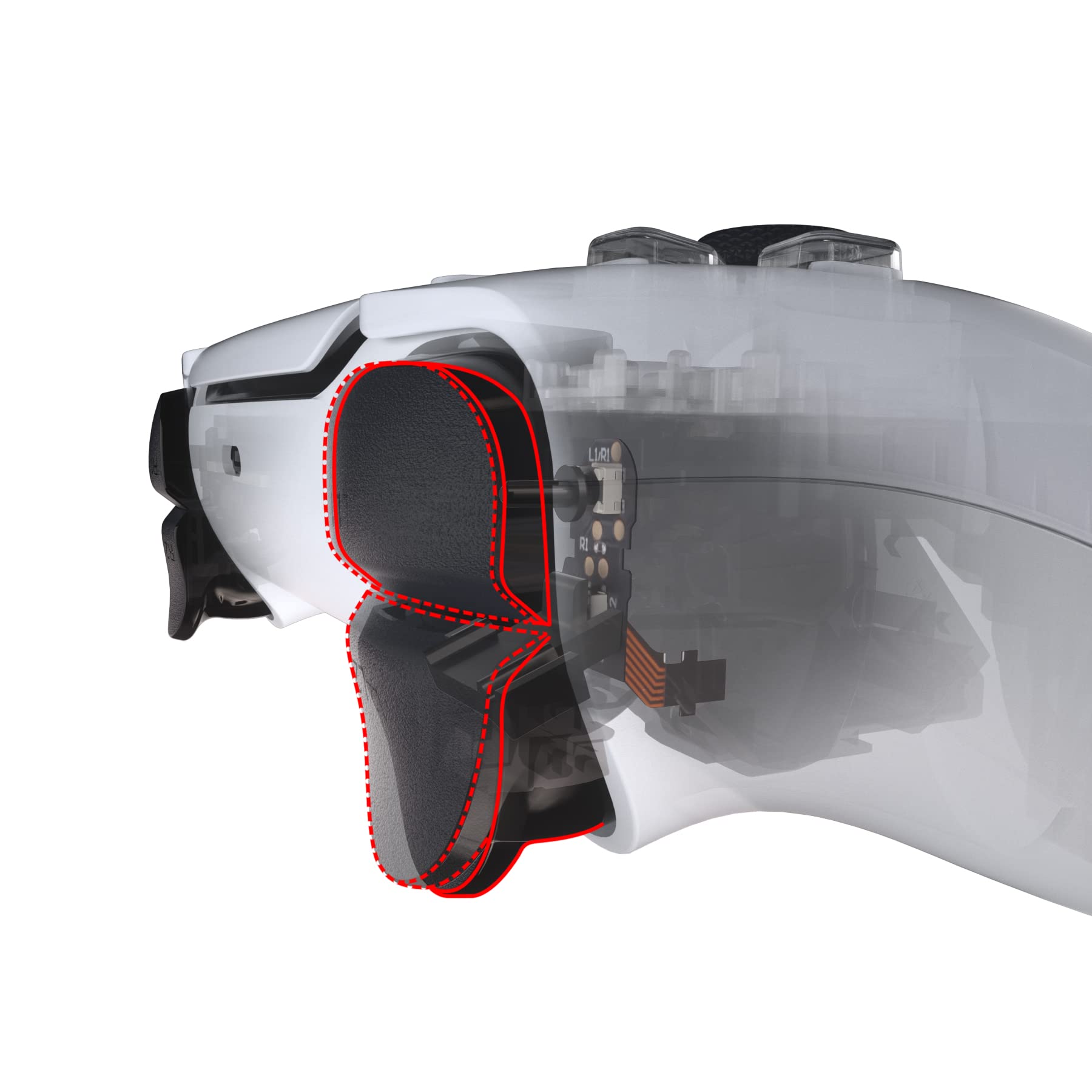 eXtremeRate ps5コントローラーショルダーボタンに対応用のクリックヘアトリガーキット、ps5コントローラーCFI-ZCT1(BDM-010&BDM-020)に対応用のカスタムフラッシュショットトリガーストップフレックスケーブル‐コントローラーは含まれていません(ps5BDM-030&BDM-04